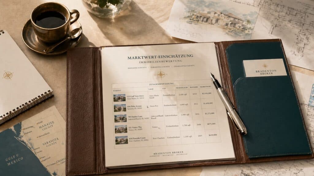 Marktwert-Einschätzung für Ihre Florida-Immobilie — Dokumente auf Schreibtisch