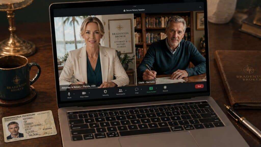 Remote Online Notary — Beglaubigung per Video aus Florida nach Deutschland für Kunden von Sea to Sky Realty